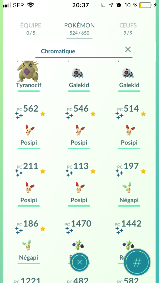Collection shiny Pokémon GO