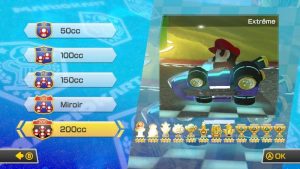 Menu cylindrée Mario Kart 8