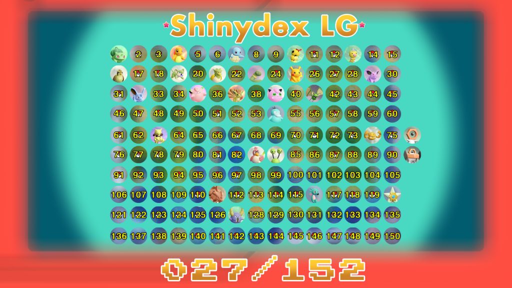 Shinydex sur Pokémon Let's Go